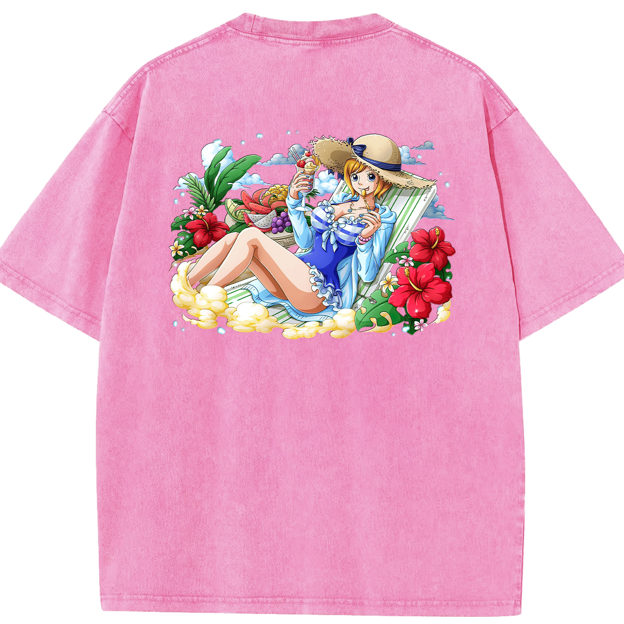 ワンピース ナミ ONE PIECE Nami 綿100% ヴィンテージ風 半袖Tシャツ（背面プリント）